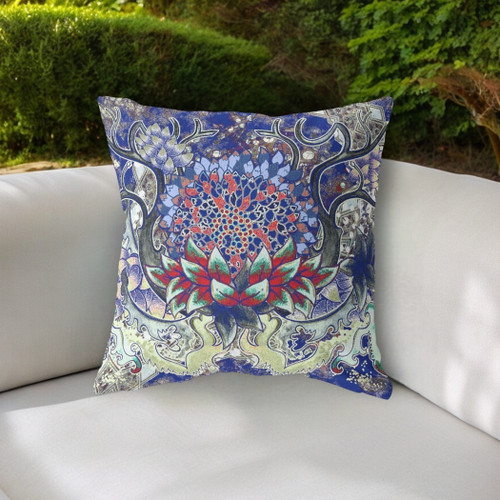 18"x18" Electric Blue Zippered Suede Geometric Throw Pillow