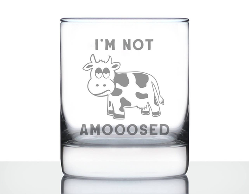 Not Amoosed Whiskey Rocks Glass - Cow Gifts and Decor