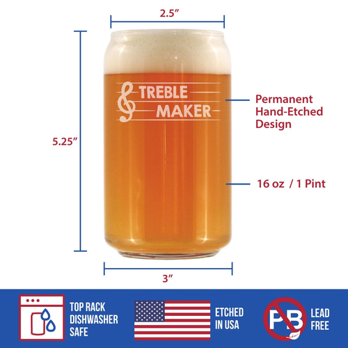 Treble Maker Beer Can Pint Glass - Funny Musician Gifts