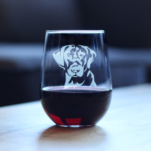 Labrador Face Stemless Wine Glass - Black Lab Dog Gifts