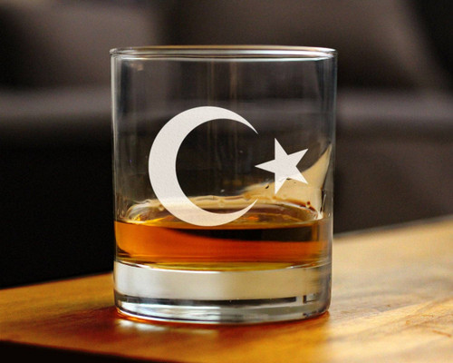 Turkey Flag Whiskey Rocks Glass - Turkish Gifts and Decor