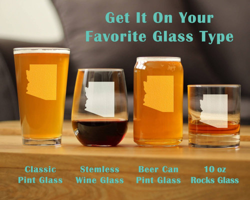 Arizona Outline Stemless Wine Glass - Arizonans Gifts