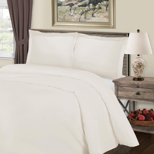 Ivory King Cotton Blend Washable Duvet Cover Set With Two Shams