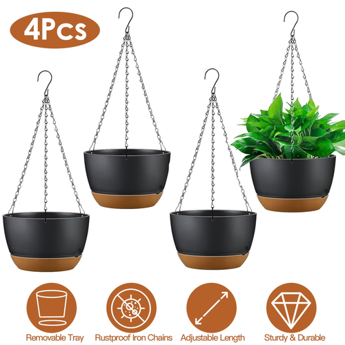 4Pcs 9.64In Diameter Hanging Planter 