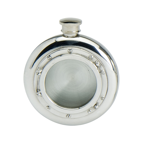 English Pewter Port Hole Flask