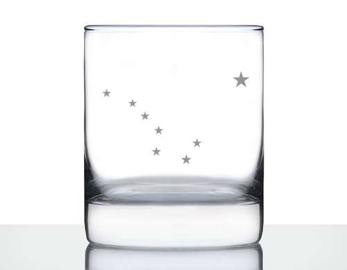 Flag of Alaska Whiskey Rocks Glass - Alaskan Gifts and Decor
