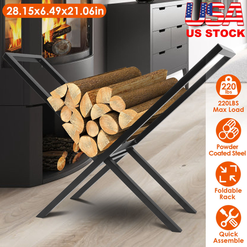 Firewood Log Rack 220LBS Steel Wood Lumber 