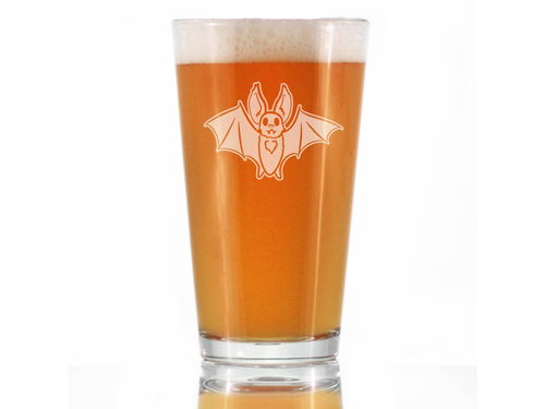 Bat Pint Glass for Beer - Halloween Gifts and Decor