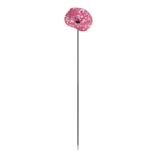 Set of Two Pink Iron Floral Bouquet Garden Stake