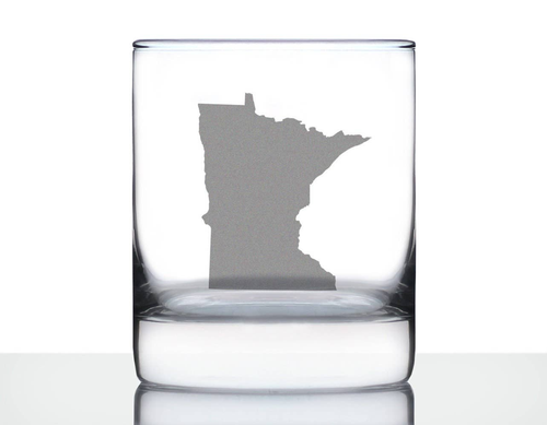 Minnesota Outline Whiskey Rocks Glass - Minnesotans Gifts