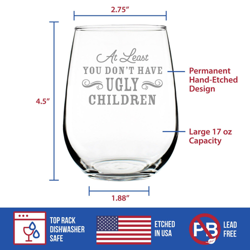 Ugly Children Stemless Wine Glass - Mother's Day Gifts