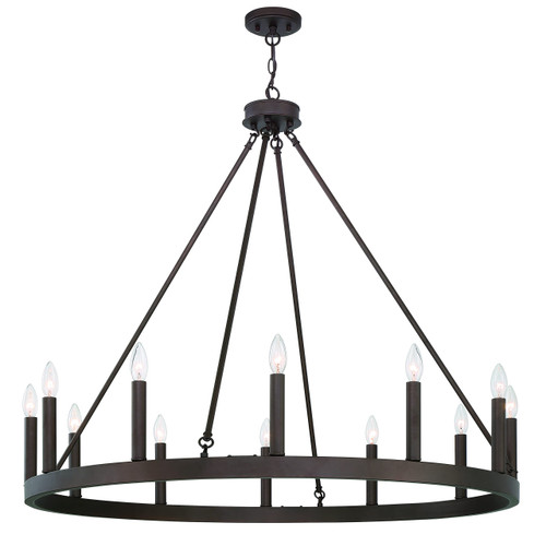 Bronze Candle Style Twelve Light Metal Dimmable Chandelier