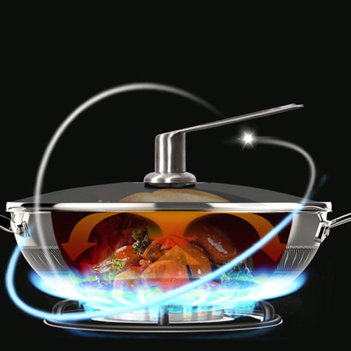 Stainless Steel TriPly Frying Cooking Fry Pan Textu Non Stick Skillet with Glass Lid and Helper Handle