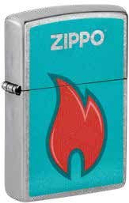 Zippo Flame Logo Design Street Chrome Lighter 