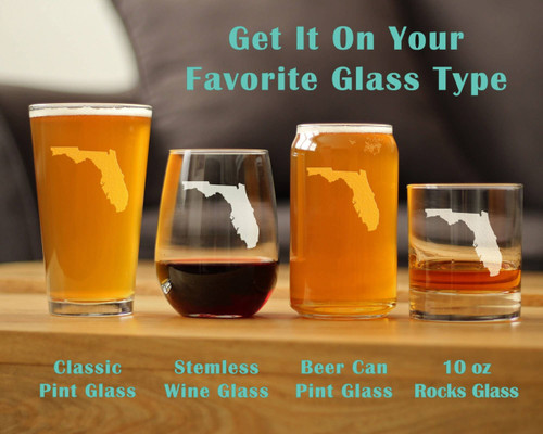 State of Florida Stemless Wine Glass - Floridian Gifts