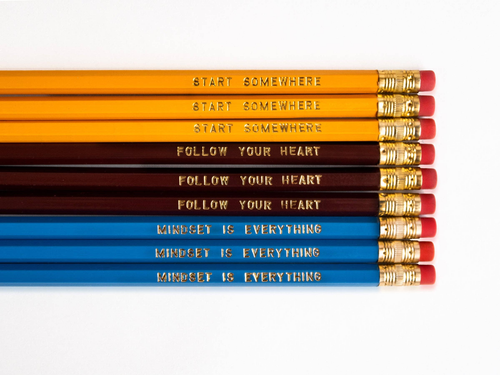 Empowering Pencils - Foil Stamped Engraved Motivational Pencil Set (9 Pieces)