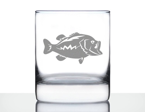 Largemouth Bass Whiskey Rocks Glass - Fishing Gifts