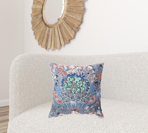 20"x20" Sky Blue Pink Zippered Suede Geometric Throw Pillow