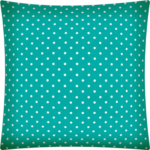 17" Turquoise and White Polka Dot Indoor Outdoor Throw Pillow Cover