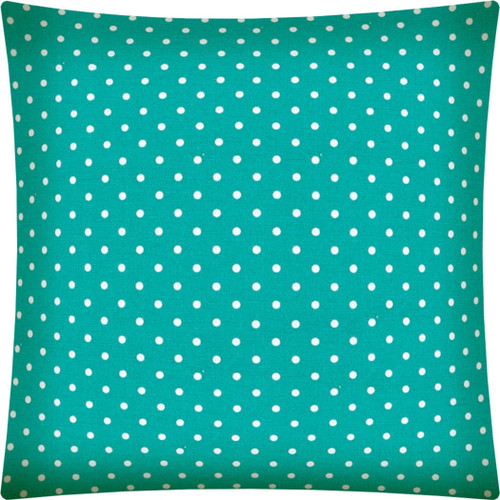 17" Turquoise and White Polka Dot Indoor Outdoor Throw Pillow Cover