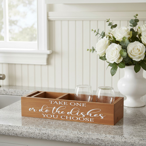 6" Brown Wood Desk Organizer