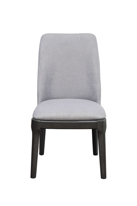Set of Two Light Gray And Gray Upholstered Linen Dining Side Chairs