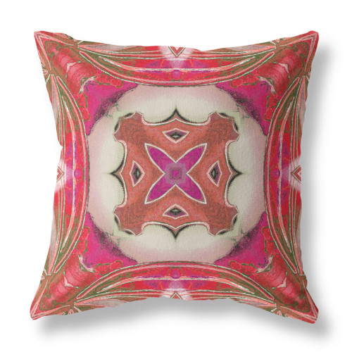 5" X 20" Pink Geometric Indoor Outdoor Throw Pillow