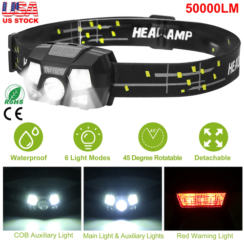 50000LM Rechargeable Motion Sensor HeadLamp