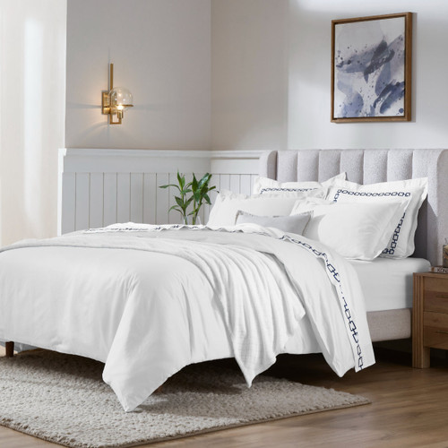 White Queen Cotton Blend Washable Duvet Cover Set
