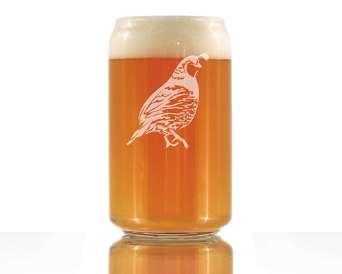 Quail Beer Can Pint Glass - Bird Hunting Gifts and Decor