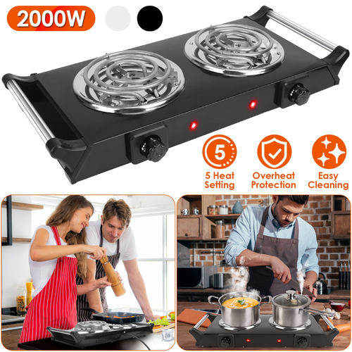 2000W Electric Dual Burner Portable Coil Heating