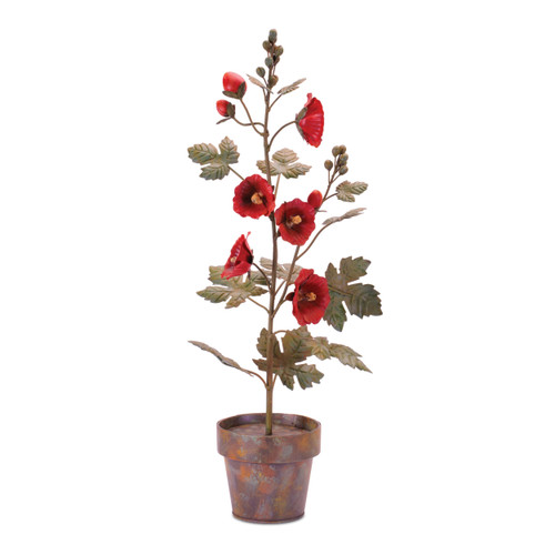 25" Red Iron Floral Bouquet Outdoor Statue