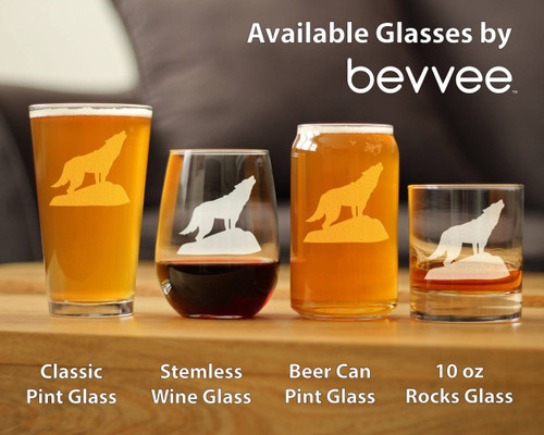 Wolf Stemless Wine Glass - Rustic Cabin Gifts and Decor