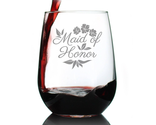 Wedding Maid of Honor Stemless Wine Glass Bridal Party Gifts