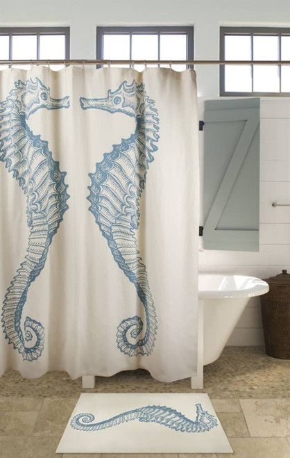 Seahorse Shoer Curtain Aqua