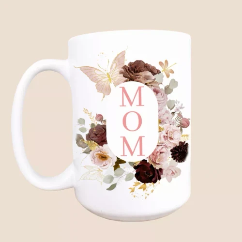 Mom floral ceramic coffee mug