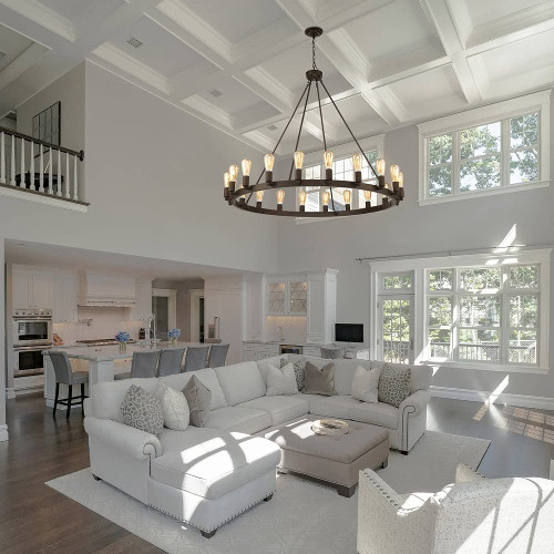 Bronze Candle Style Multi Light Metal Dimmable Chandelier
