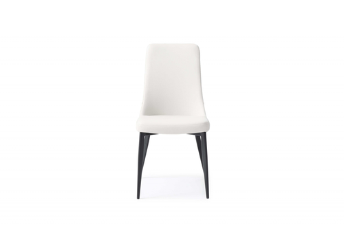 Set of Two White And Black Upholstered Faux Leather Dining s