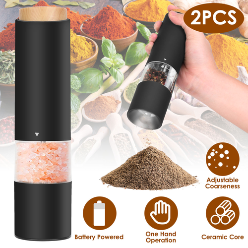 2Pcs Electric Salt and Pepper Grinder 