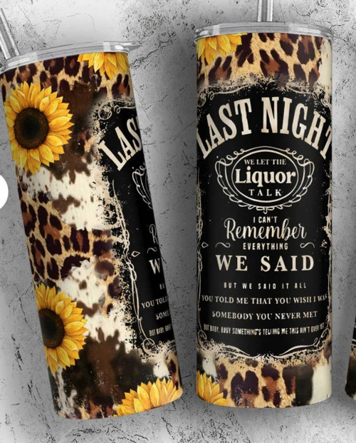 Last night leopard print skinny tumbler