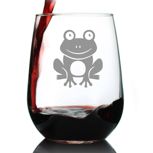 Happy Frog Stemless Wine Glass - Frog Gifts and Decor