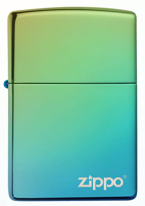 Zippo Classic High Polish Teal Zippo Logo Base Model Lighter 