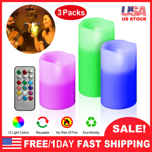 3Pcs Flameless Candles Votive Candles 