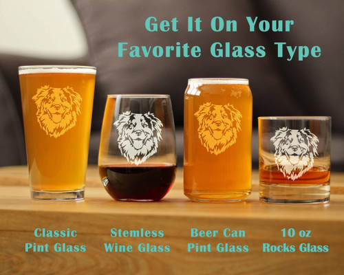 Australian Shepherd Pint Glass for Beer - Dog Gifts
