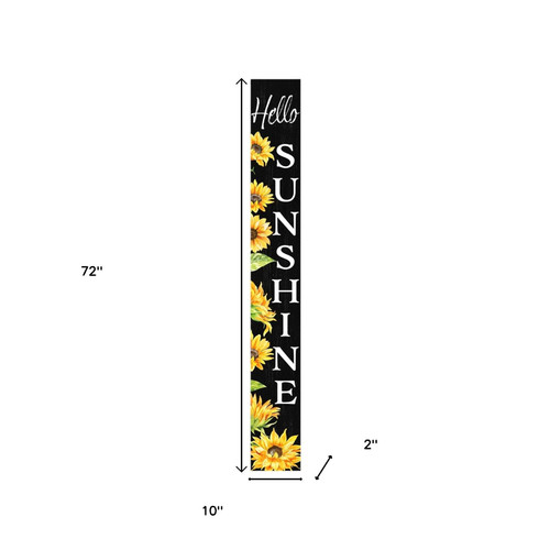 72" Black Yellow White And Green Solid Wood Porch Sign