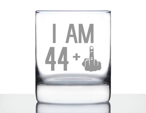 45th Birthday Gifts - 44 Middle Finger Whiskey Rocks Glass