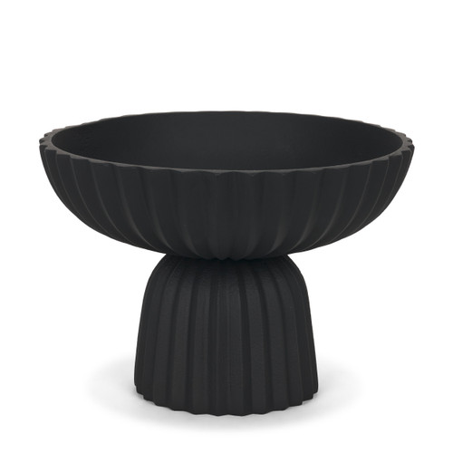10" Black Metal Round Pedestal Centerpiece Bowl