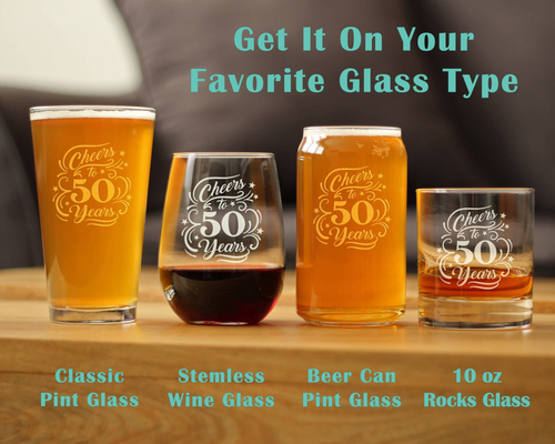 Cheers 50  Beer Can Pint Glass - 50th Anniversary Gifts