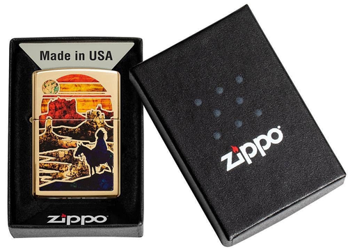 Zippo Zfusion Desert Design High Polish Brass Windproof Lighter