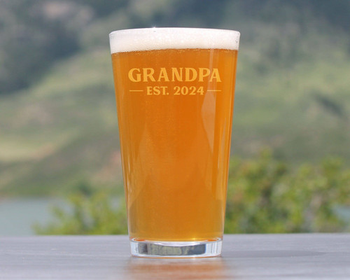Bold 2024 Grandpa Pint Glass for Beer - New Grandpa Gifts